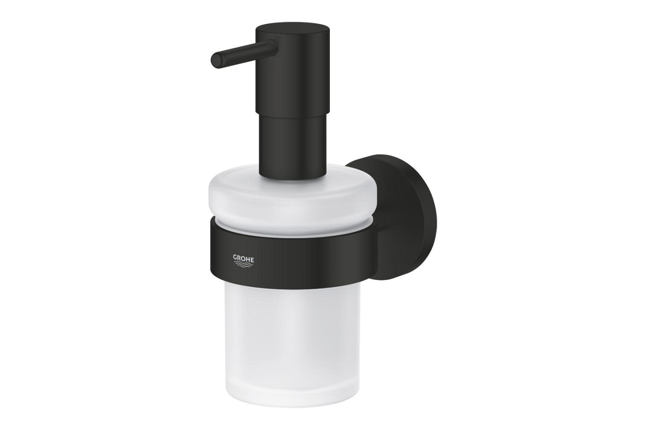 Дозатор жидкого мыла GROHE Essentials с держателем, матовый черный (1022572430)