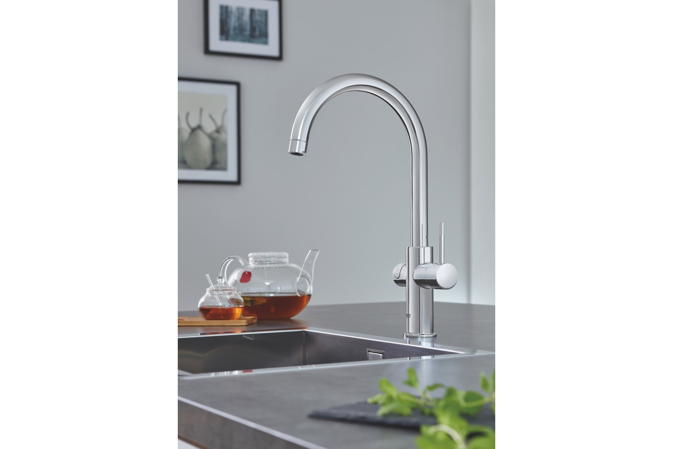 Комплект для кухни GROHE Red Duo с C-образным смесителем, бойлером M-Size и фильтром, хром (30083001)