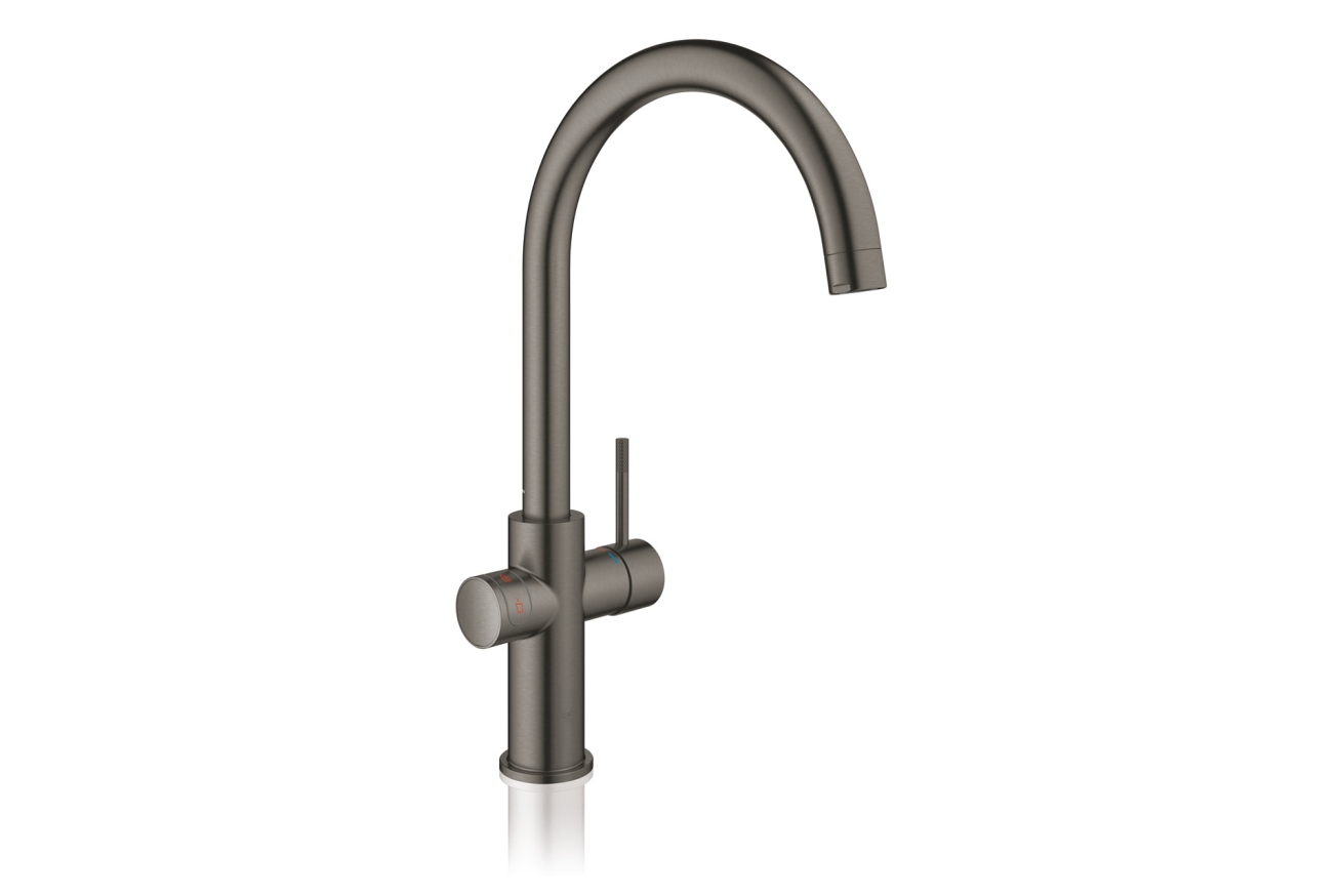 Комплект для кухни GROHE Red Duo II с бойлером M-size, смеситель с C-образным изливом, темный графит матовый (30083AL1)