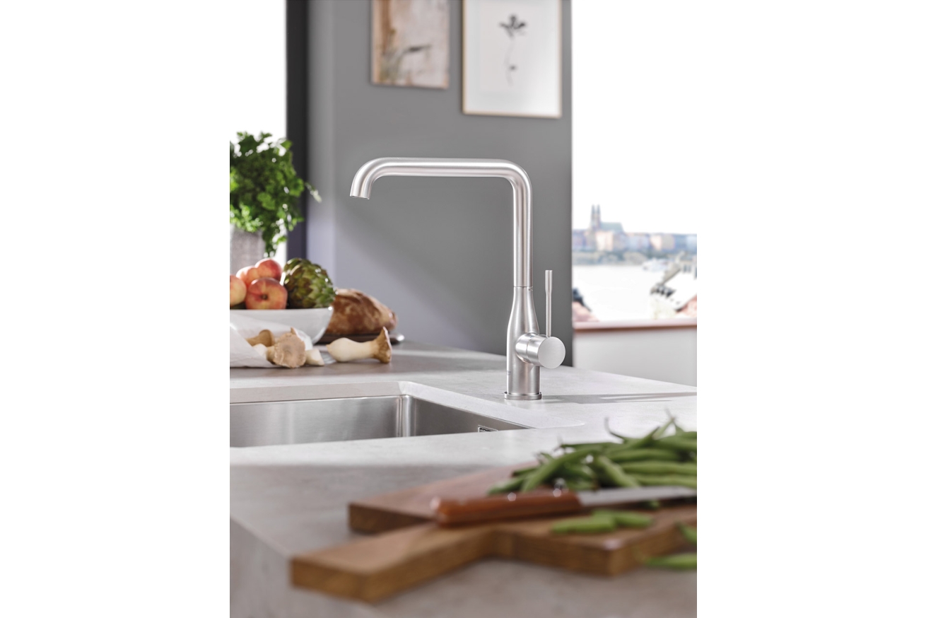 Смеситель для кухни GROHE Essence с поворотным изливом, суперсталь (30269DC0)
