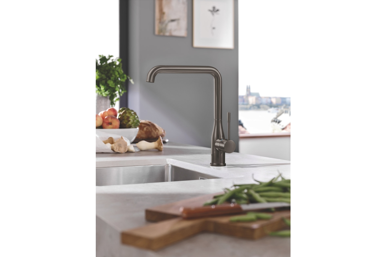 Смеситель для кухни GROHE Essence с поворотным изливом, темный графит матовый (30269AL0)