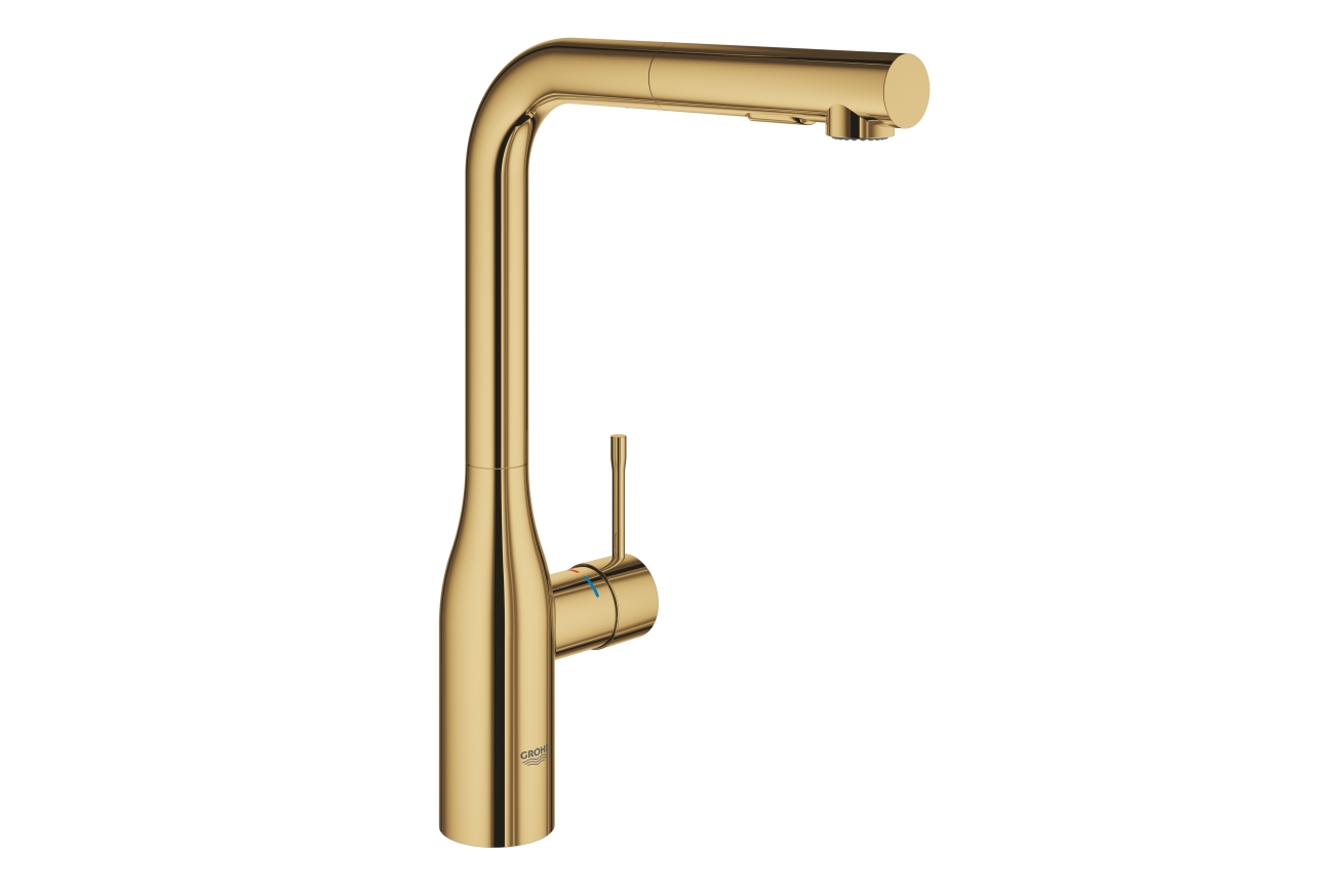 Смеситель для кухни GROHE Essence с вытяжным душем, холодный рассвет глянец (30270GL0)