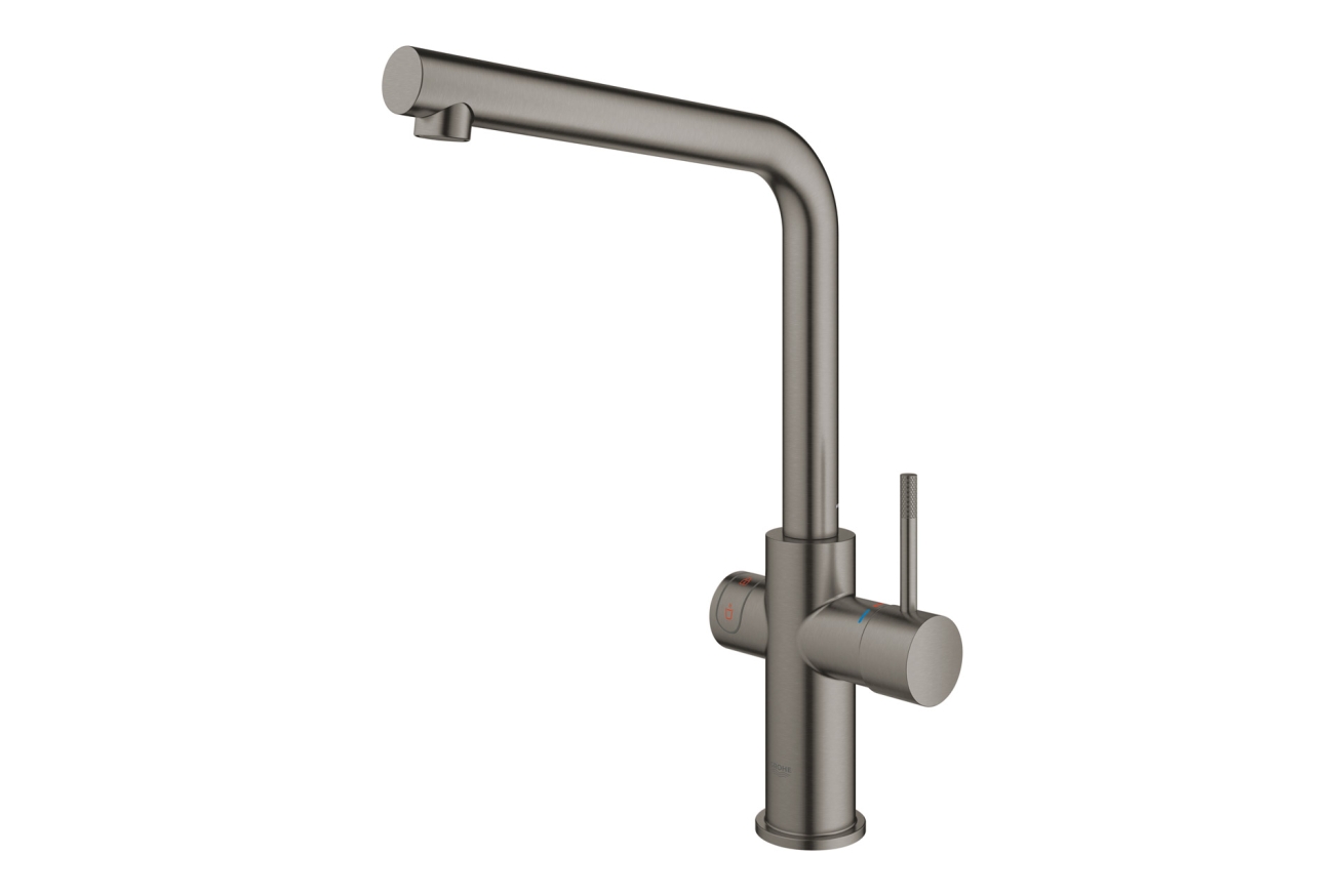 Комплект для кухни GROHE Red Duo II с бойлером M-size, смеситель с L-образным изливом, темный графит матовый (30327AL1)