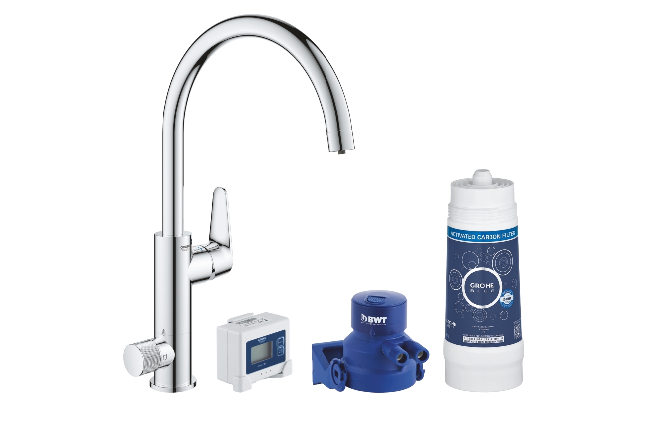 Смеситель для кухни GROHE Blue Pure BauCurve с функцией фильтрации, с фильтром в комплекте, хром (30385000)