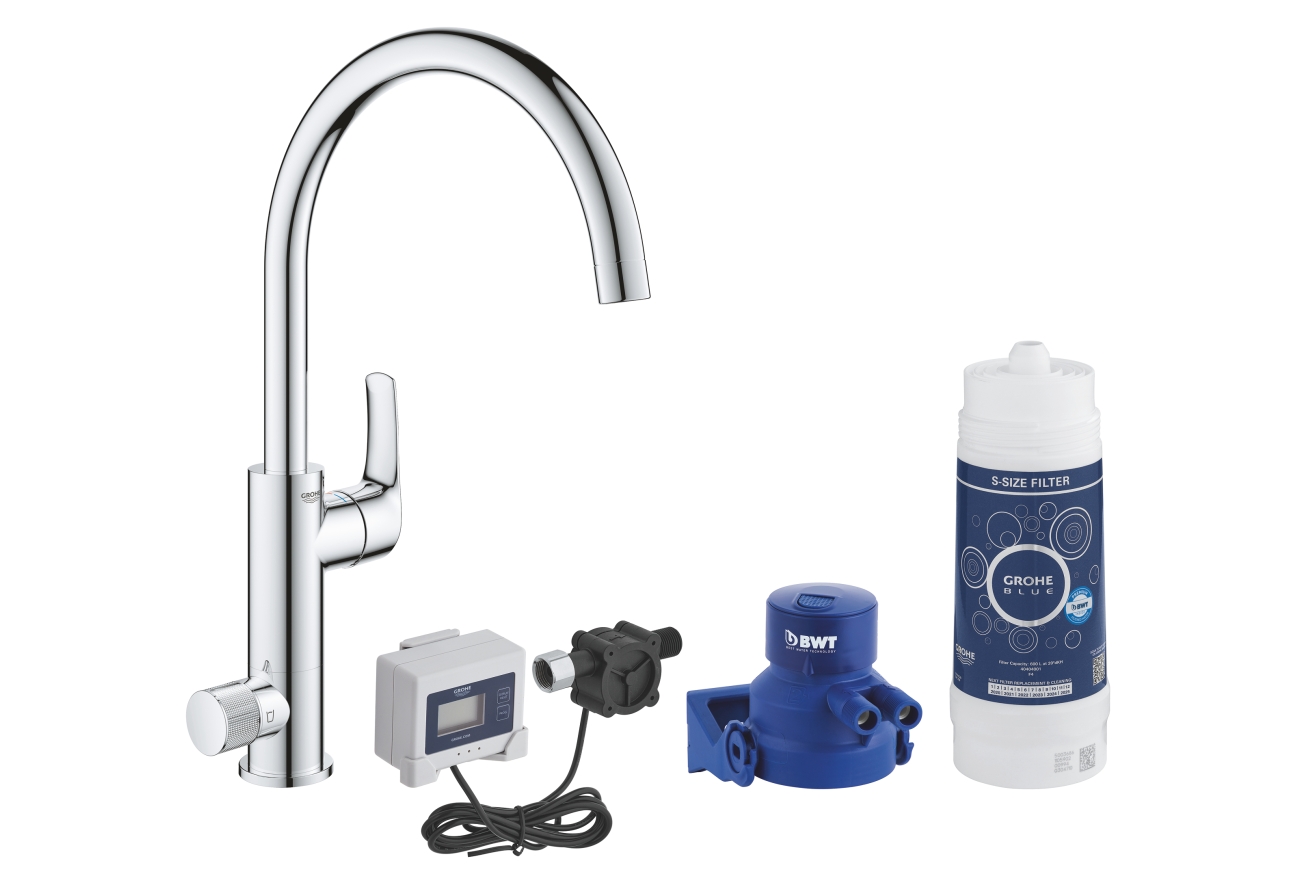 Смеситель для кухни GROHE Blue Pure Eurosmart с функцией фильтрации, с фильтром в комплекте, хром (30499000)