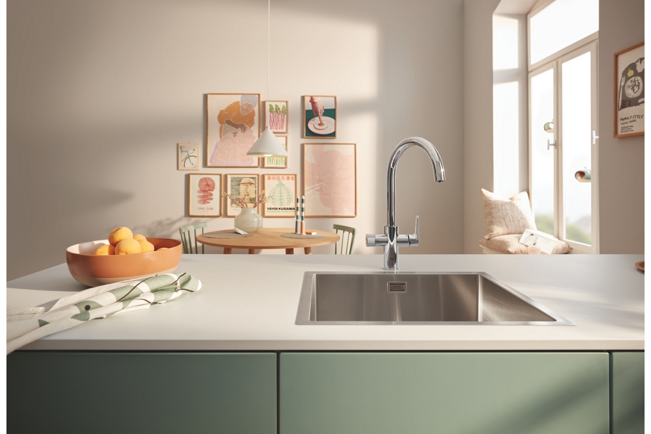 Смеситель для кухни GROHE Blue Pure BauCurve с функцией фильтрации, с фильтром в комплекте, хром (30581000)
