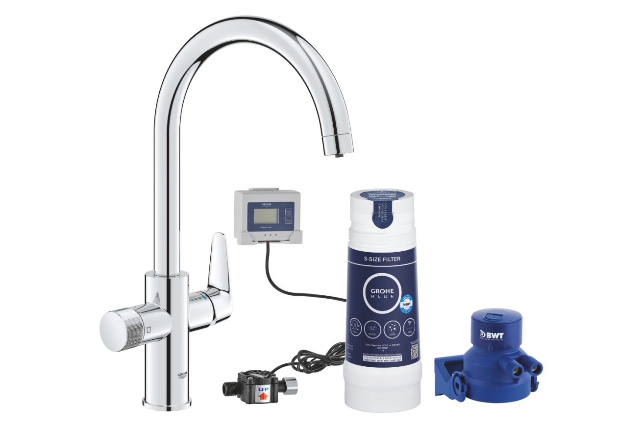 Смеситель для кухни GROHE Blue Pure BauCurve с функцией фильтрации, с фильтром в комплекте, хром (30581000)