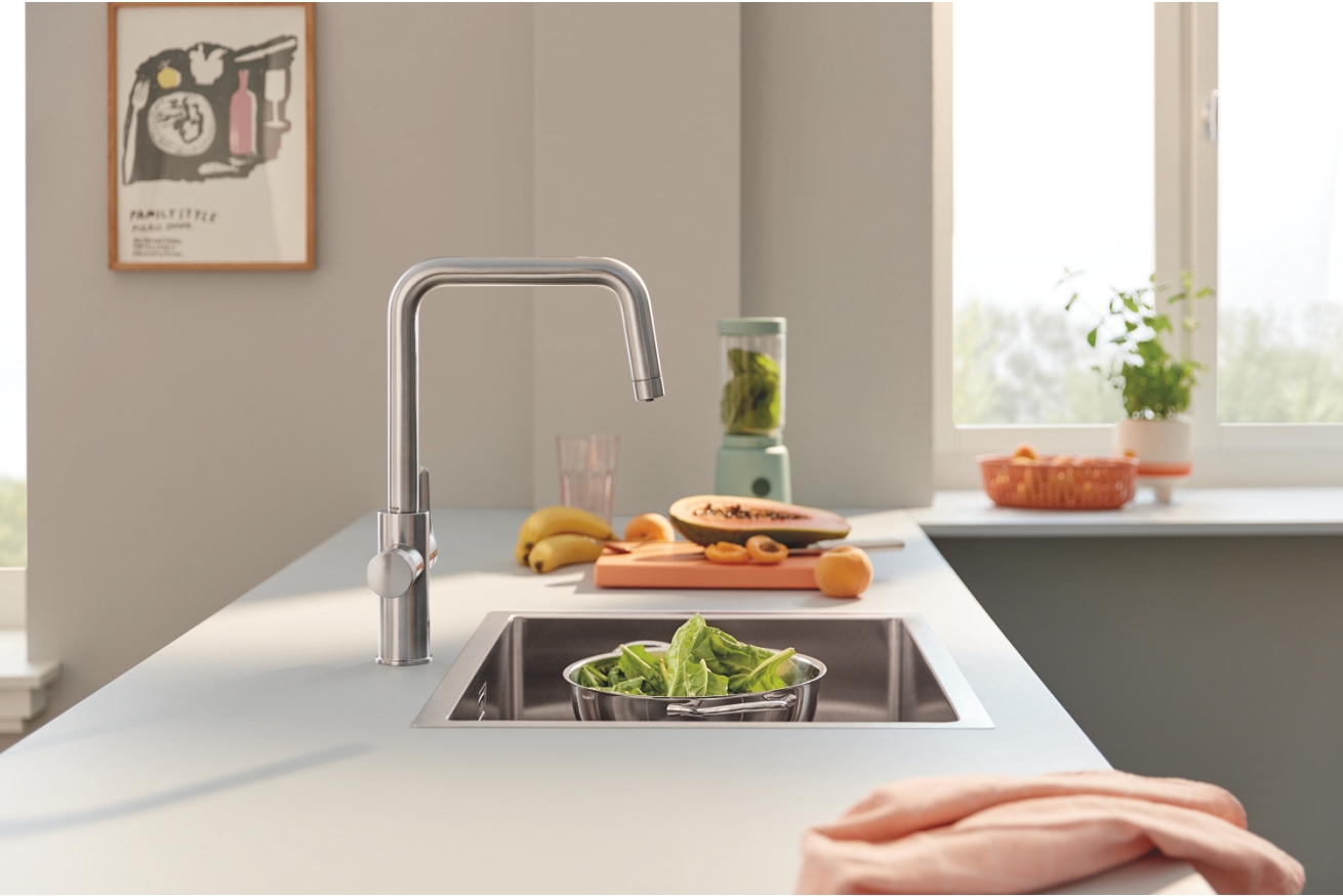 Смеситель для кухни GROHE Blue Pure Eurosmart с функцией фильтрации, без фильтра в комплекте, суперсталь (30583DC0)