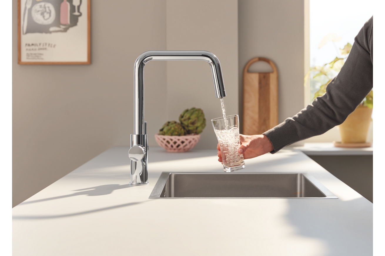 Смеситель для кухни GROHE Blue Pure Eurosmart с функцией фильтрации, с фильтром обратного осмоса в комплекте, хром (30586000)