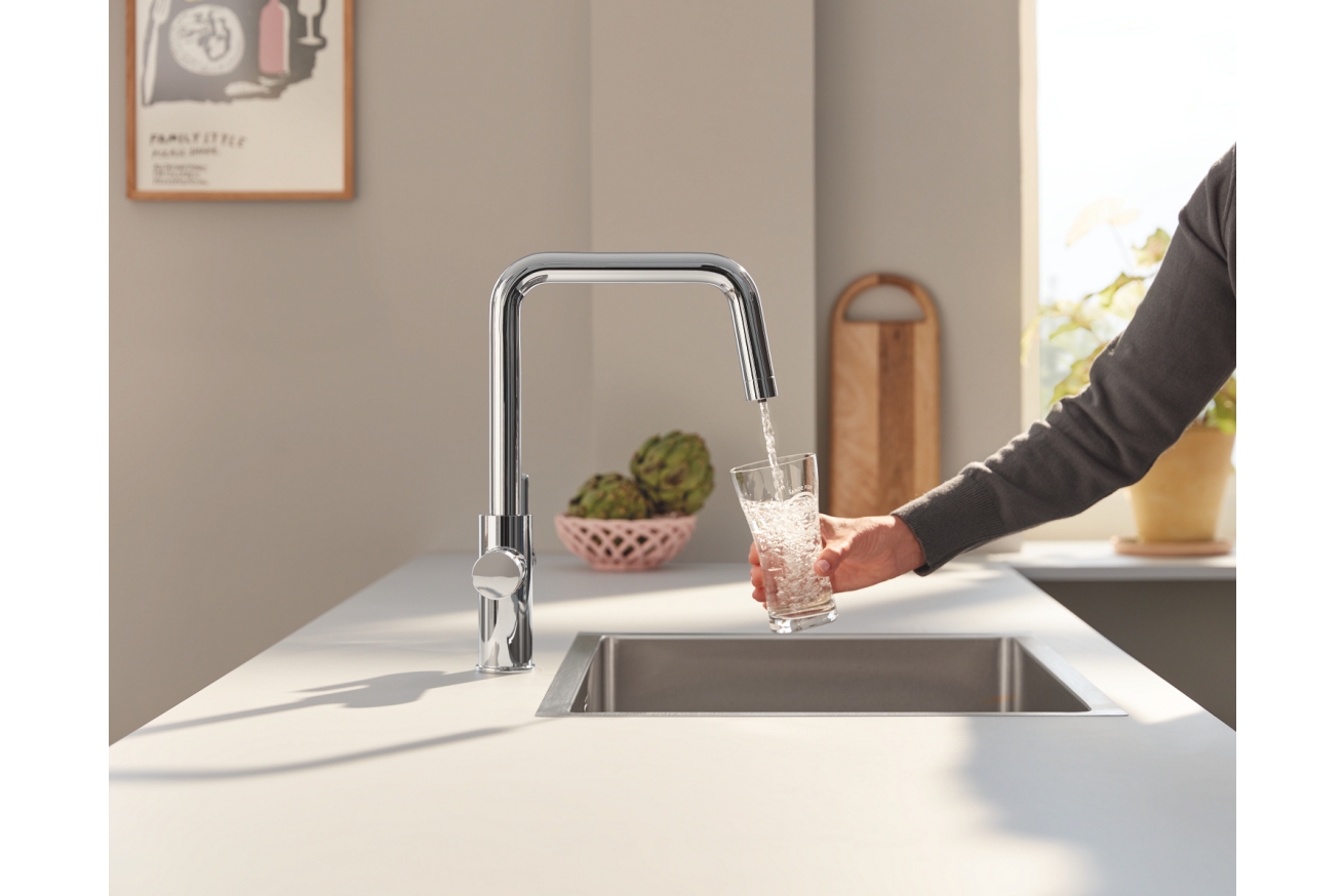 Смеситель для кухни GROHE Blue Pure Eurosmart с функцией фильтрации, с фильтром обратного осмоса в комплекте, хром (30586000)