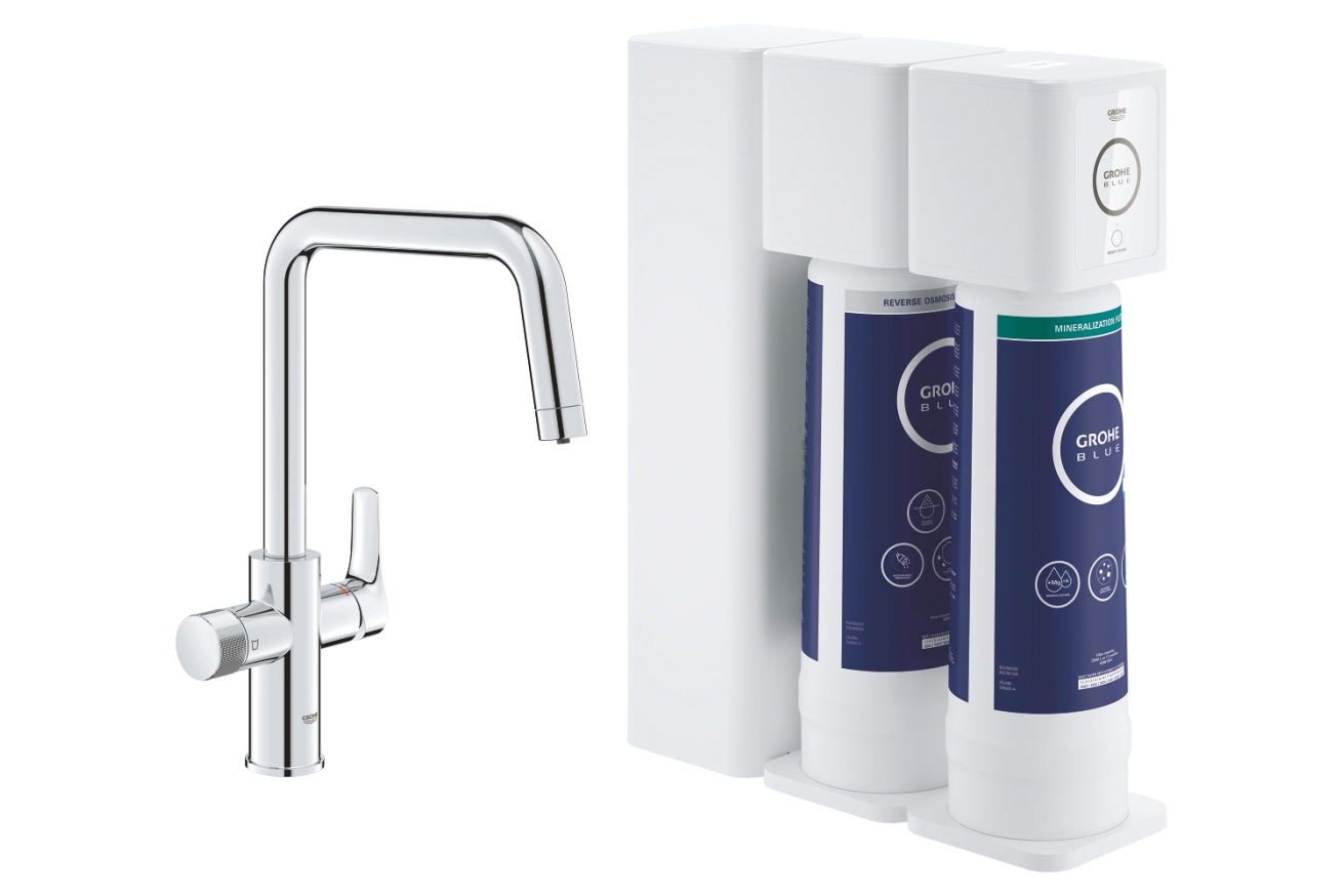Смеситель для кухни GROHE Blue Pure Eurosmart с функцией фильтрации, с фильтром обратного осмоса с минерализацией в комплекте, хром (30587000)