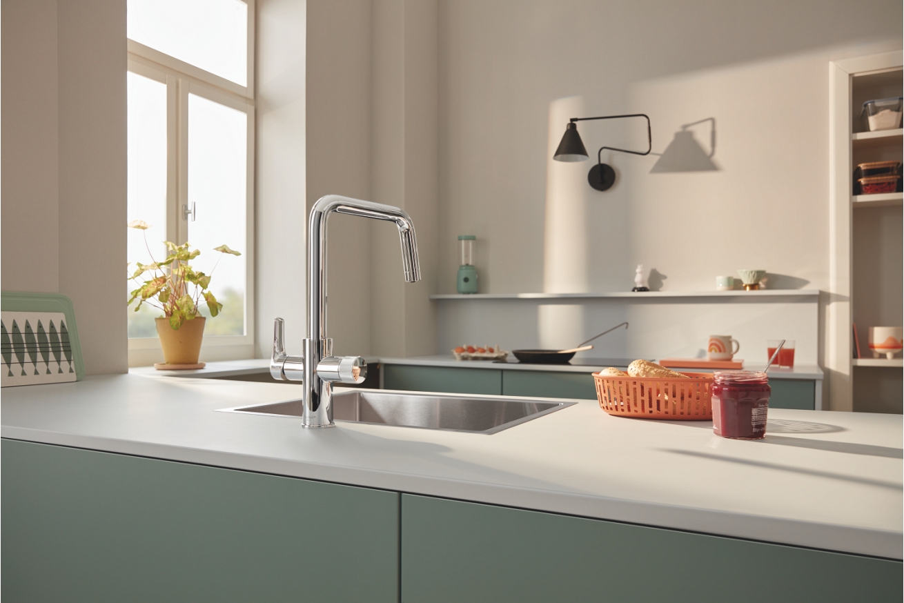 Смеситель для кухни GROHE Blue Pure Eurosmart с функцией фильтрации, с фильтром обратного осмоса с минерализацией в комплекте, хром (30587000)