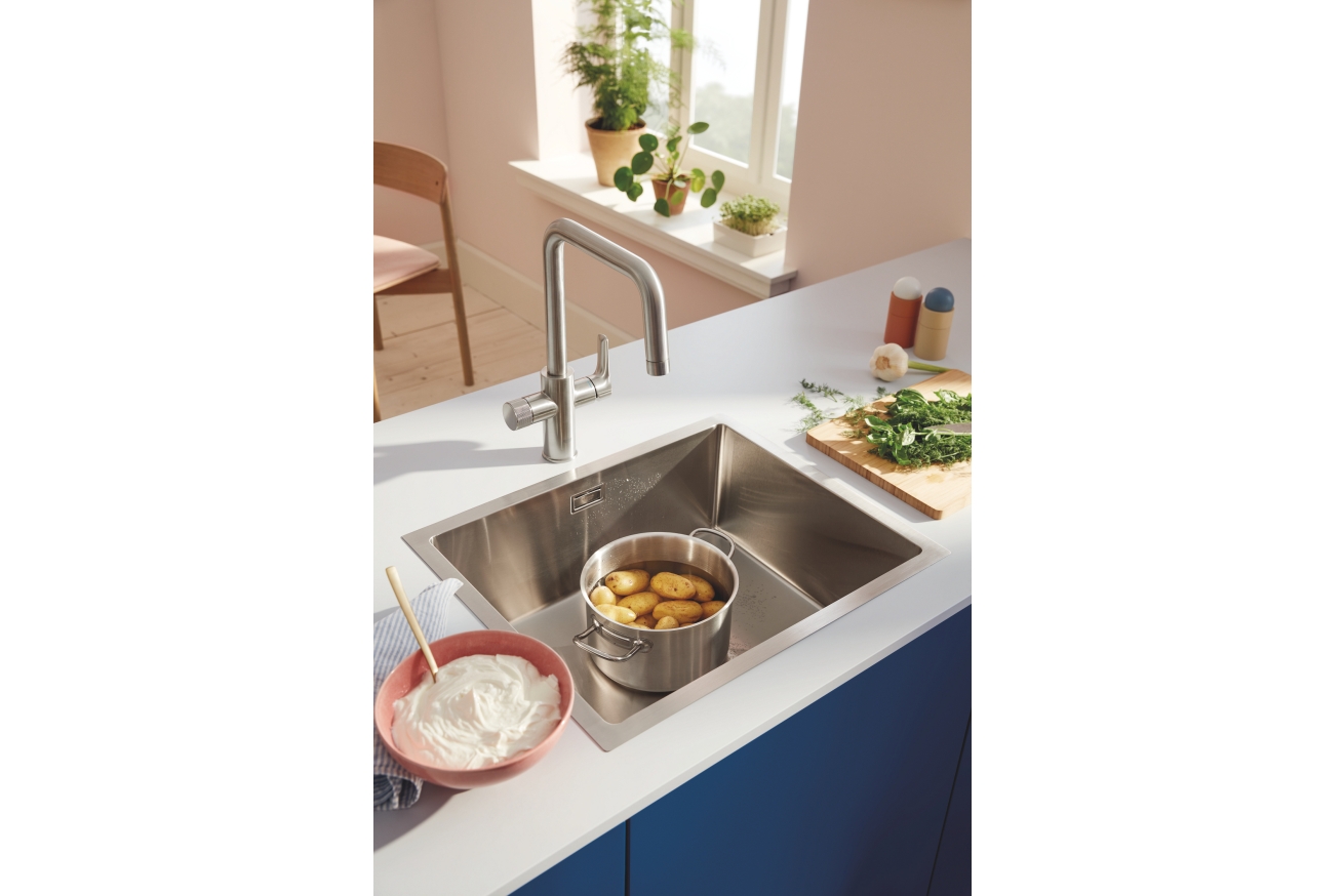 Смеситель для кухни GROHE Blue Pure Start с функцией фильтрации, без фильтра в комплекте, суперсталь (30595DC0)