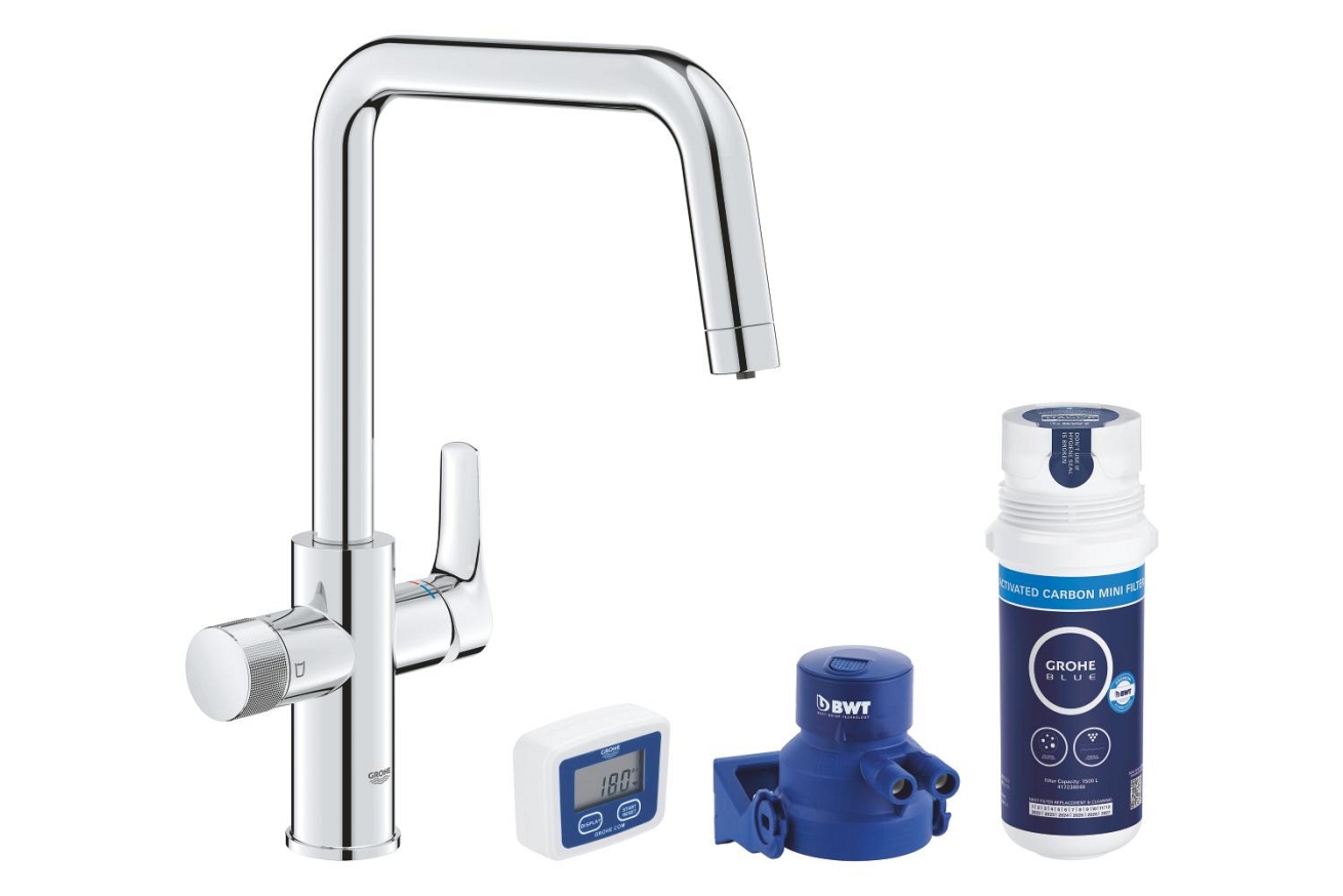 Смеситель для кухни GROHE Blue Pure Start с функцией фильтрации, с угольным фильтром в комплекте, хром (30596000)