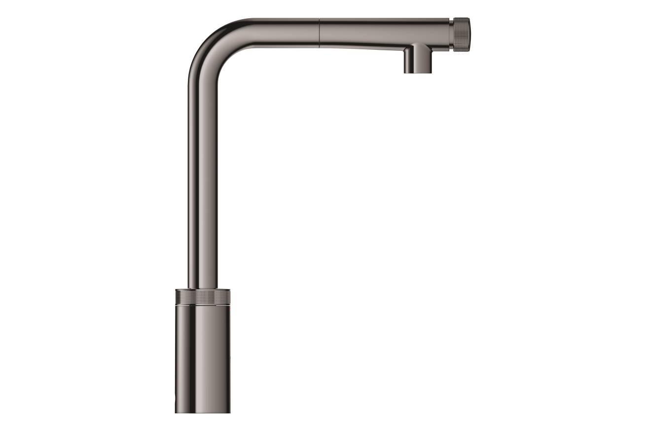Смеситель для кухни GROHE Minta SmartControl с вытяжным L-изливом, темный графит глянец (31613A00)
