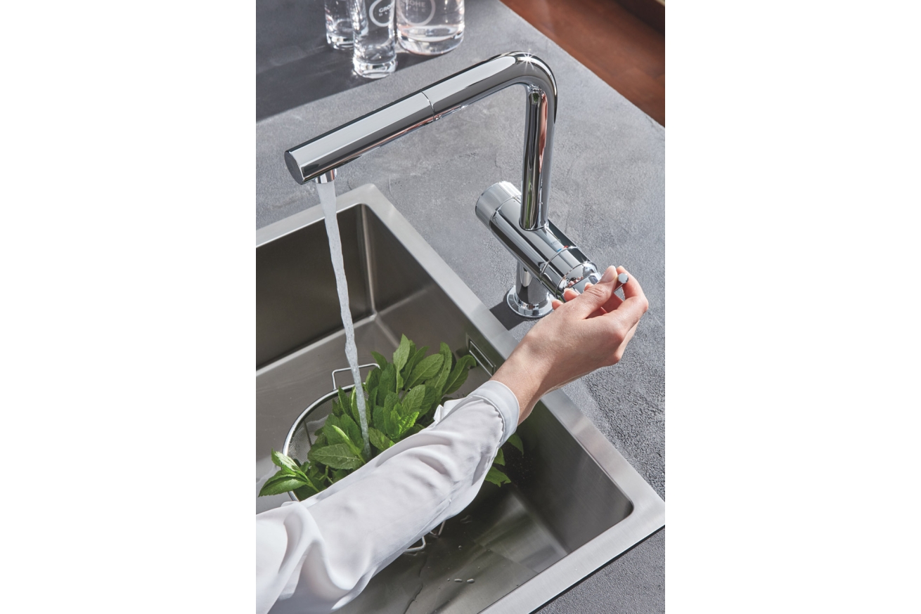 Смеситель для кухни GROHE Blue Pure Minta, с функцией фильтрации, без фильтра в комплекте, хром (31721000)