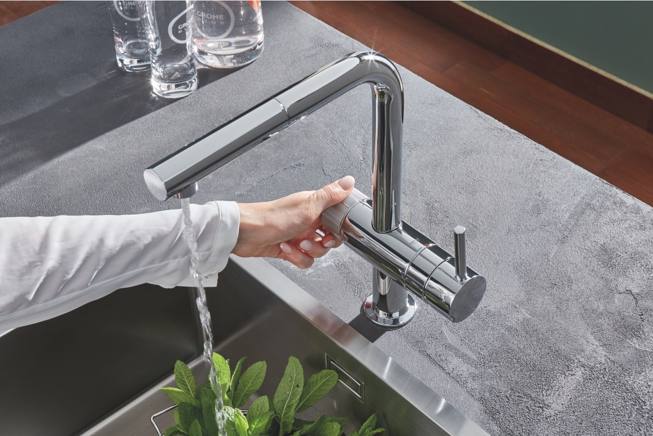 Смеситель для кухни GROHE Blue Pure Minta, с функцией фильтрации, без фильтра в комплекте, хром (31721000)