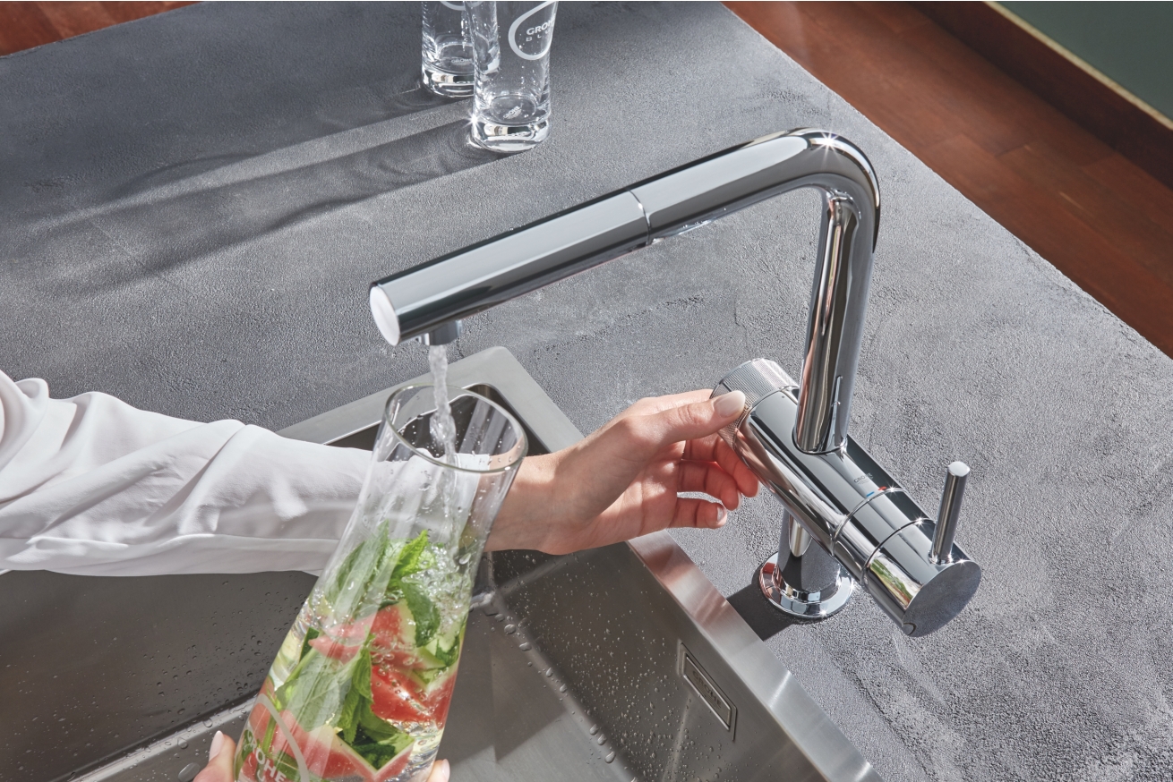 Смеситель для кухни GROHE Blue Pure Minta, с функцией фильтрации, без фильтра в комплекте, хром (31721000)