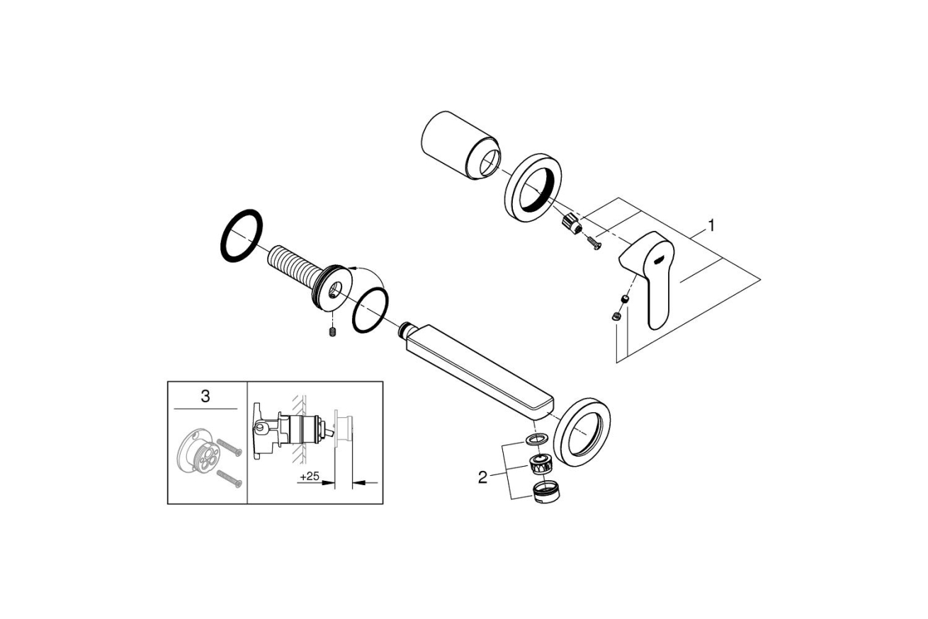 Смеситель для раковины GROHE BauEdge в комплекте с монтажной частью, хром (20474000)