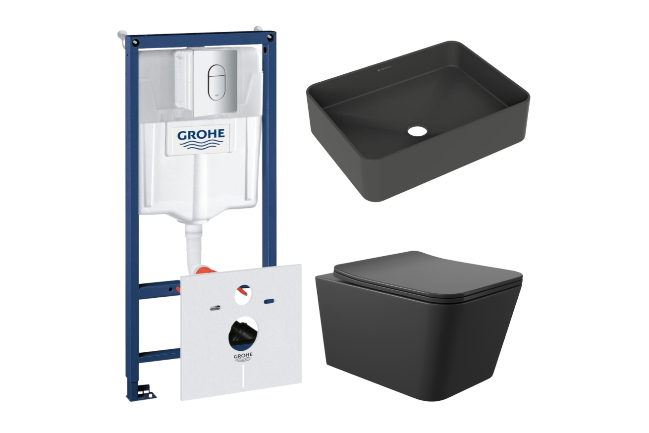 Комплект инсталляции GROHE Rapid SL NW0145/S с унитазом Aqueduto MACIO MAC0140 и раковиной Aqueduto ESPIRAL ESP0440 (NW0509)