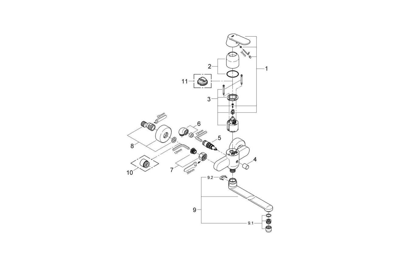 Смеситель для ванны GROHE Eurosmart Cosmopolitan, хром (32847000)