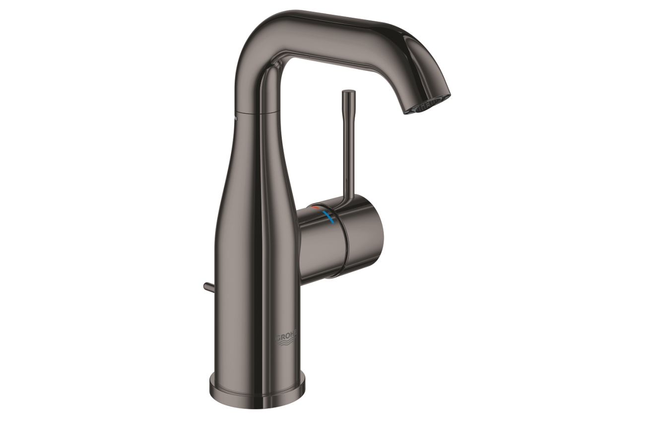 Смеситель для раковины GROHE Essence с донным клапаном, M-size, темный графит глянцевый (24173A01)