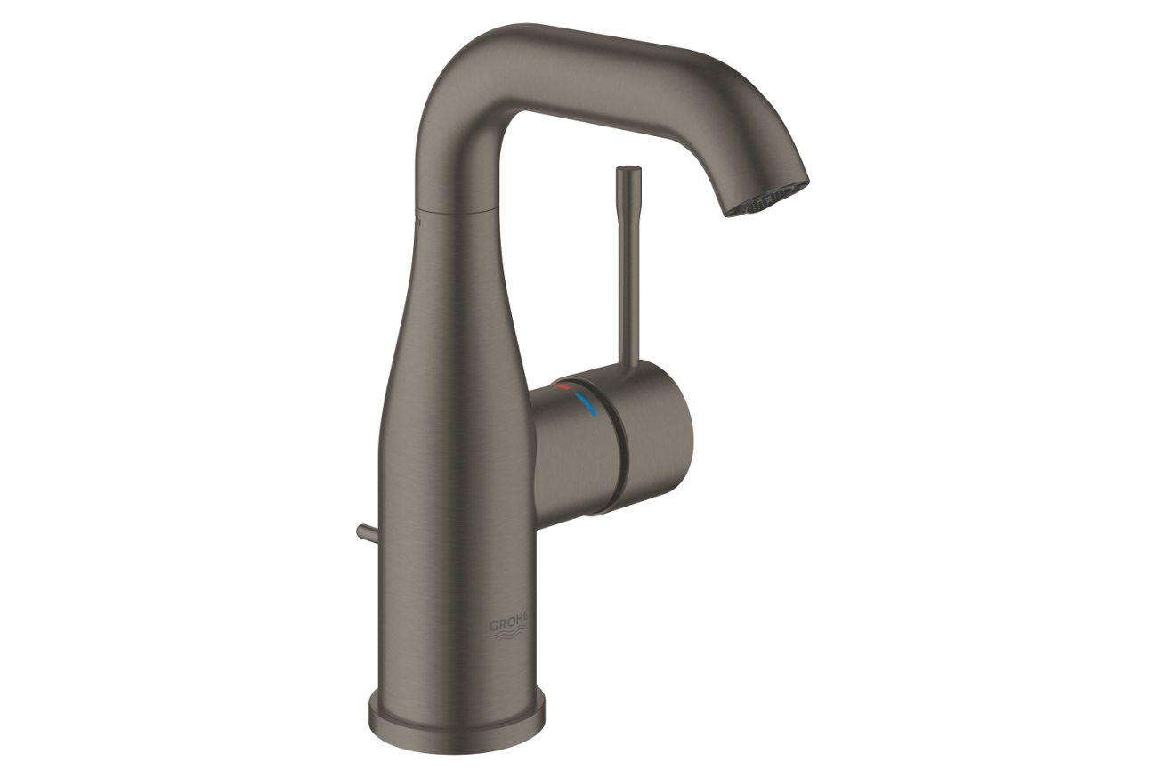 Смеситель для раковины GROHE Essence с донным клапаном, M-size, темный графит матовый (24173AL1)