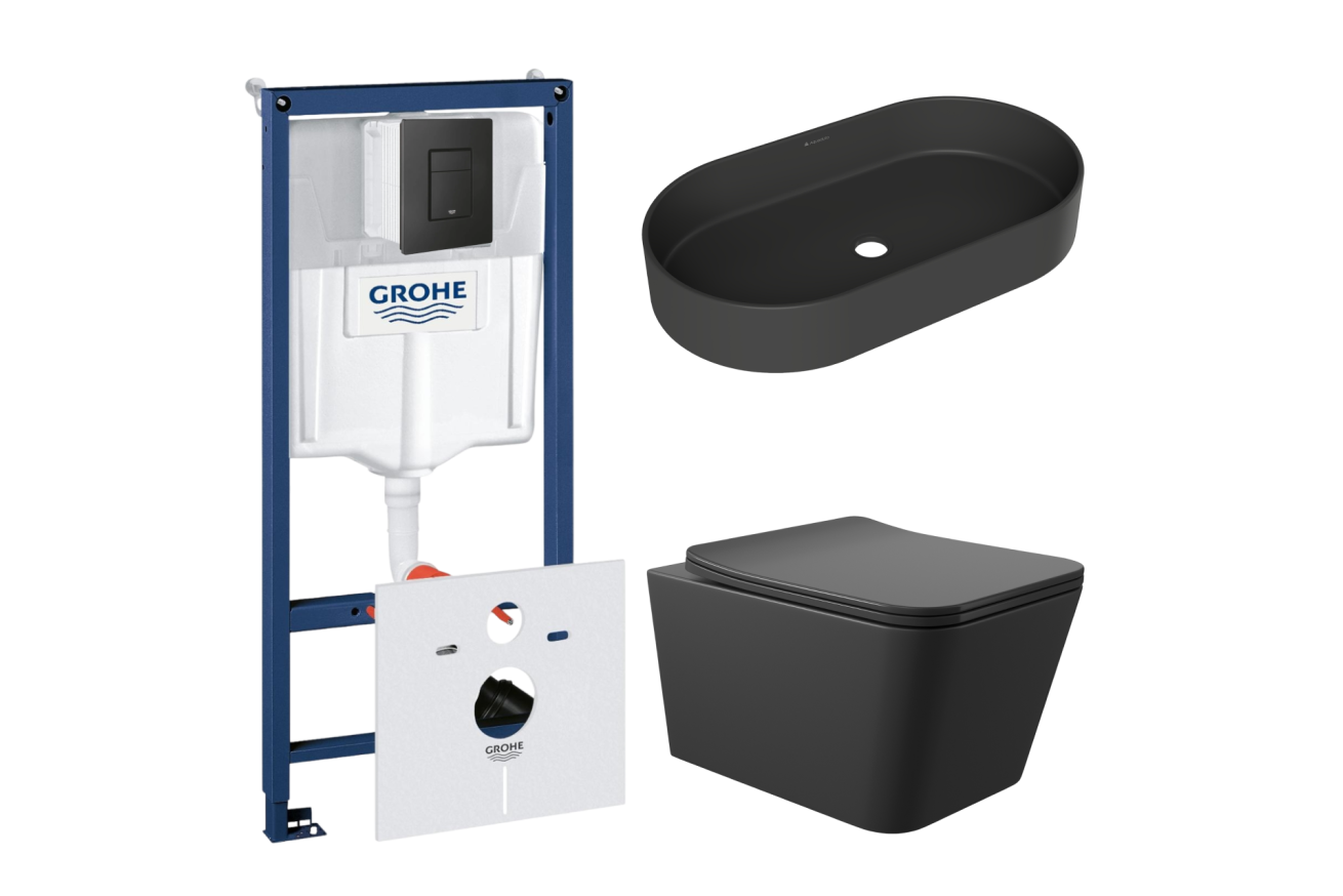 Комплект инсталляции GROHE Solido 38811KF0 с унитазом Aqueduto MACIO MAC0140 и раковиной Aqueduto ESPIRAL ESP0240 (NW0467)