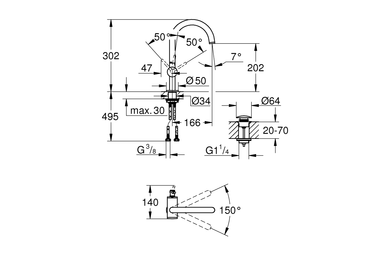 Смеситель для раковины GROHE Atrio, темный графит матовый (32042AL3)