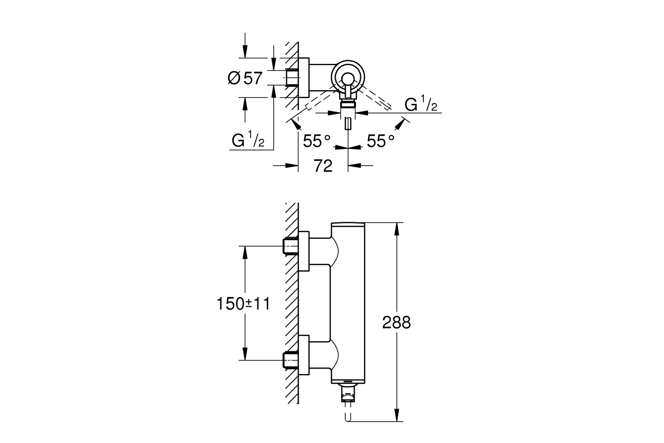 Смеситель для душа GROHE Atrio внешнего монтажа, темный графит матовый (32650AL3)