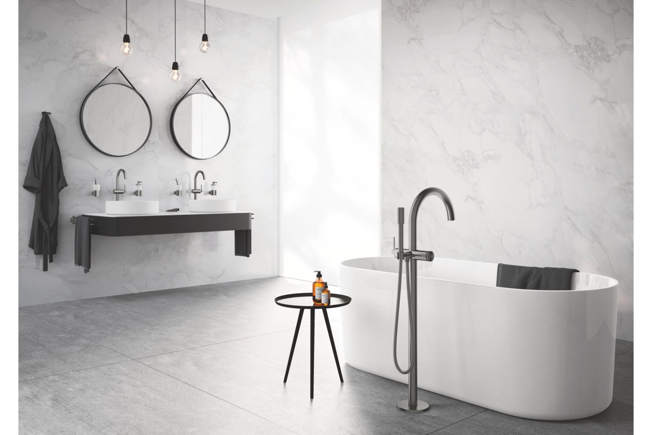 Внешняя часть смесителя для ванны GROHE Atrio напольного монтажа, темный графит матовый (32653AL3)