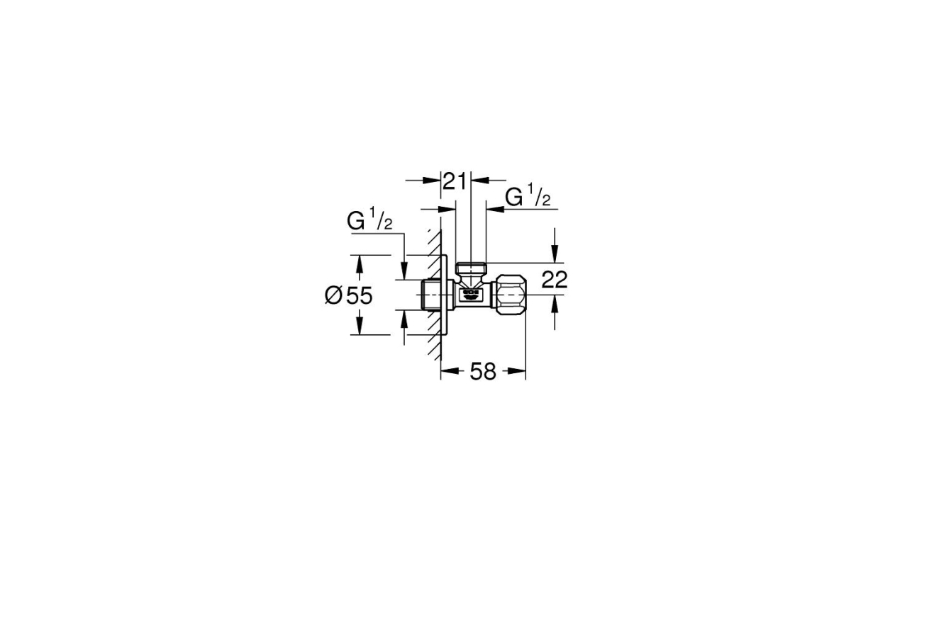 Угловой вентиль GROHE 1/2", хром (22025000)
