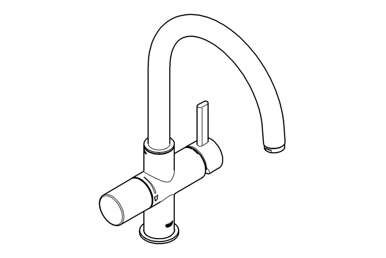 Смеситель для кухни GROHE Blue Pure с функцией фильтрации, без фильтра в комплекте, хром (33251000)