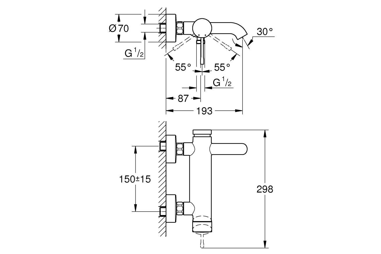 Смеситель для ванны GROHE Essence, теплый закат глянец (33624DA1)
