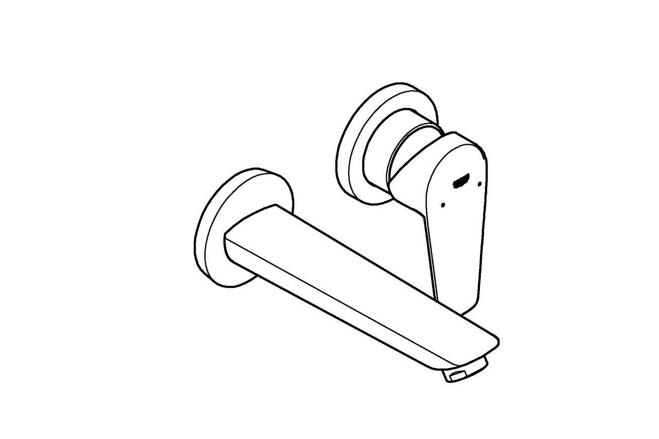 Смеситель для раковины GROHE BauEdge в комплекте с монтажной частью, хром (20474001)