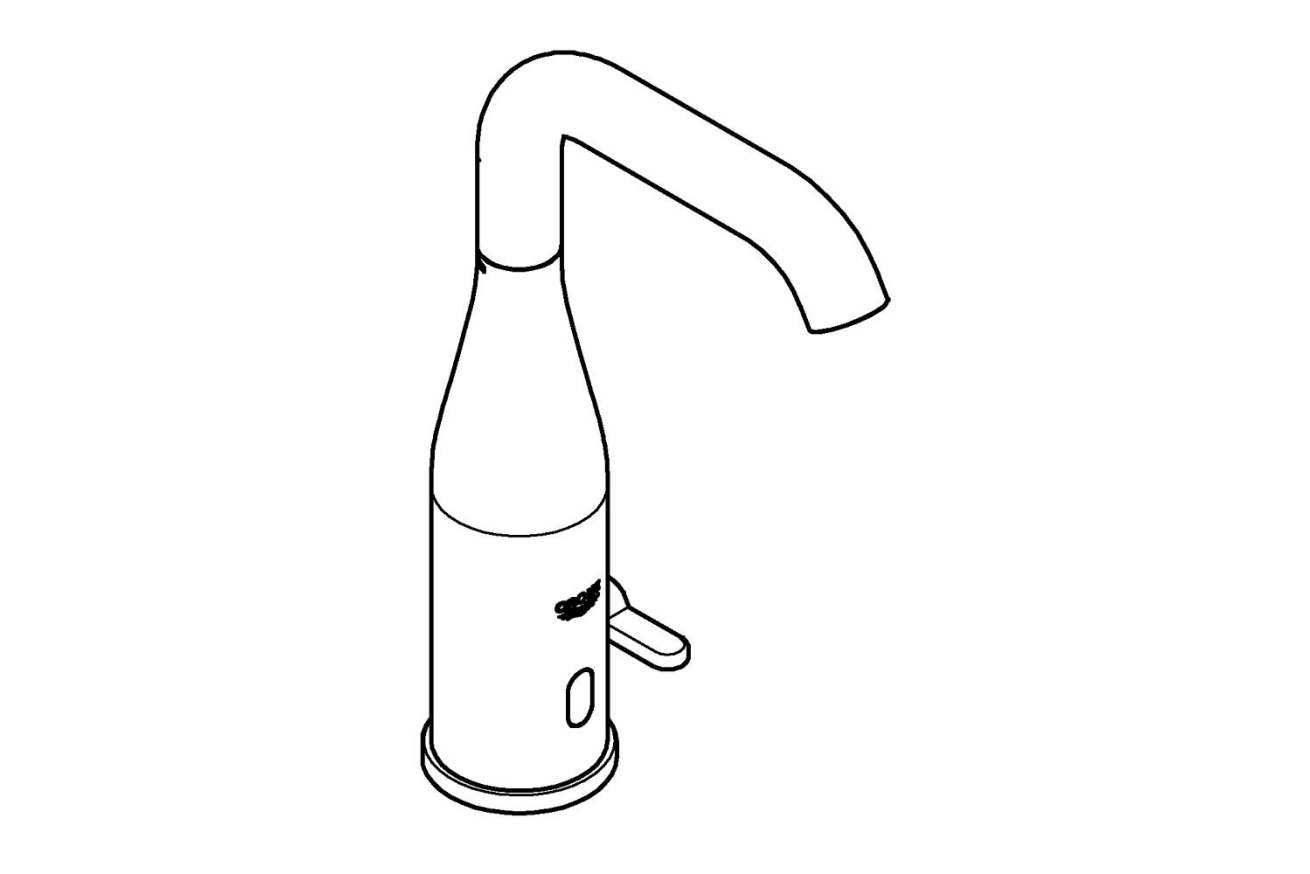 Смеситель для раковины GROHE Essence E инфракрасный, с регулировкой температуры, питание от батареи 6V, темный графит глянец (36445A00)