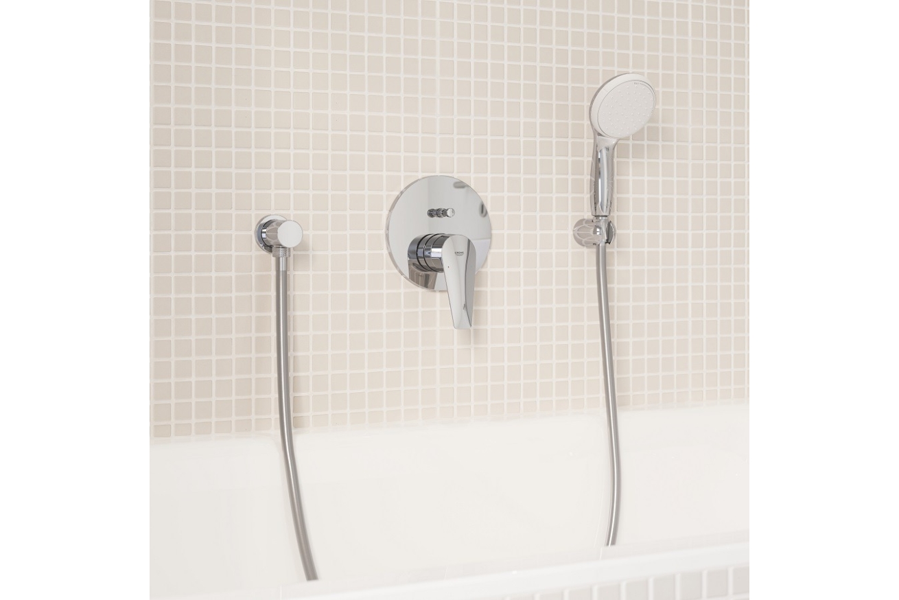 Смеситель для ванны GROHE BauEdge в комплекте с монтажной частью, хром (29079001)