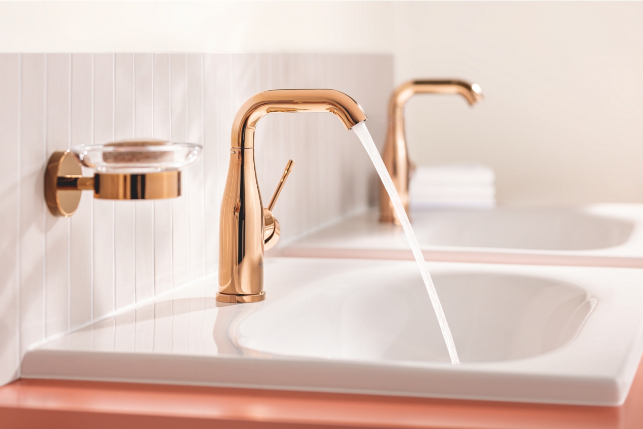 Смеситель для раковины GROHE Essence с донным клапаном, M-size, теплый закат глянец (24173DA1)