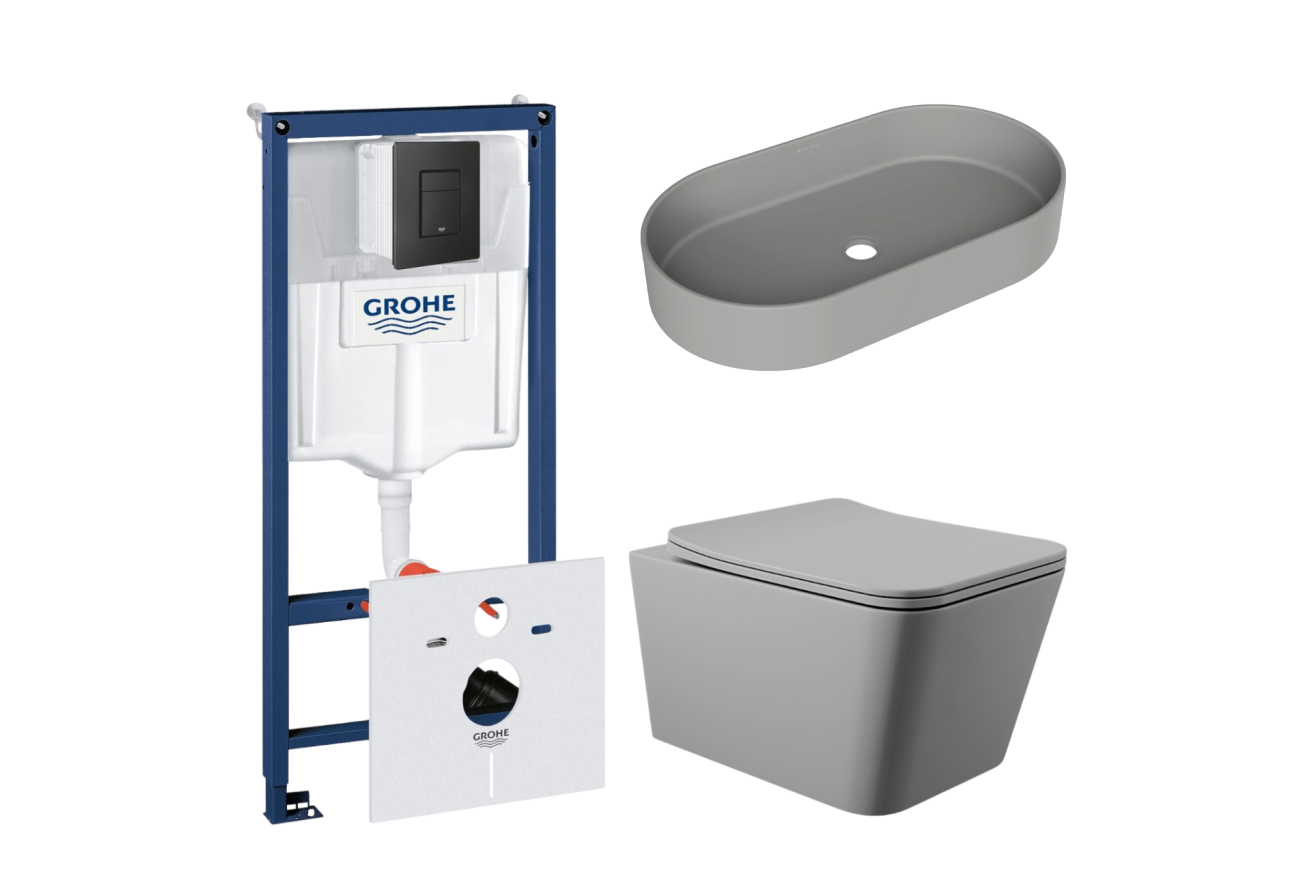 Комплект инсталляции GROHE Solido 38811KF0 с унитазом Aqueduto MACIO MAC0130 и раковиной Aqueduto ESPIRAL ESP0230 (NW0443)