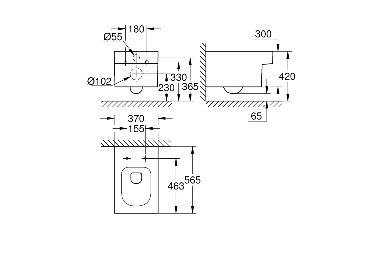 Унитаз GROHE Cube Ceramic подвесной, с покрытием PureGuard, альпин-белый (3924500H)