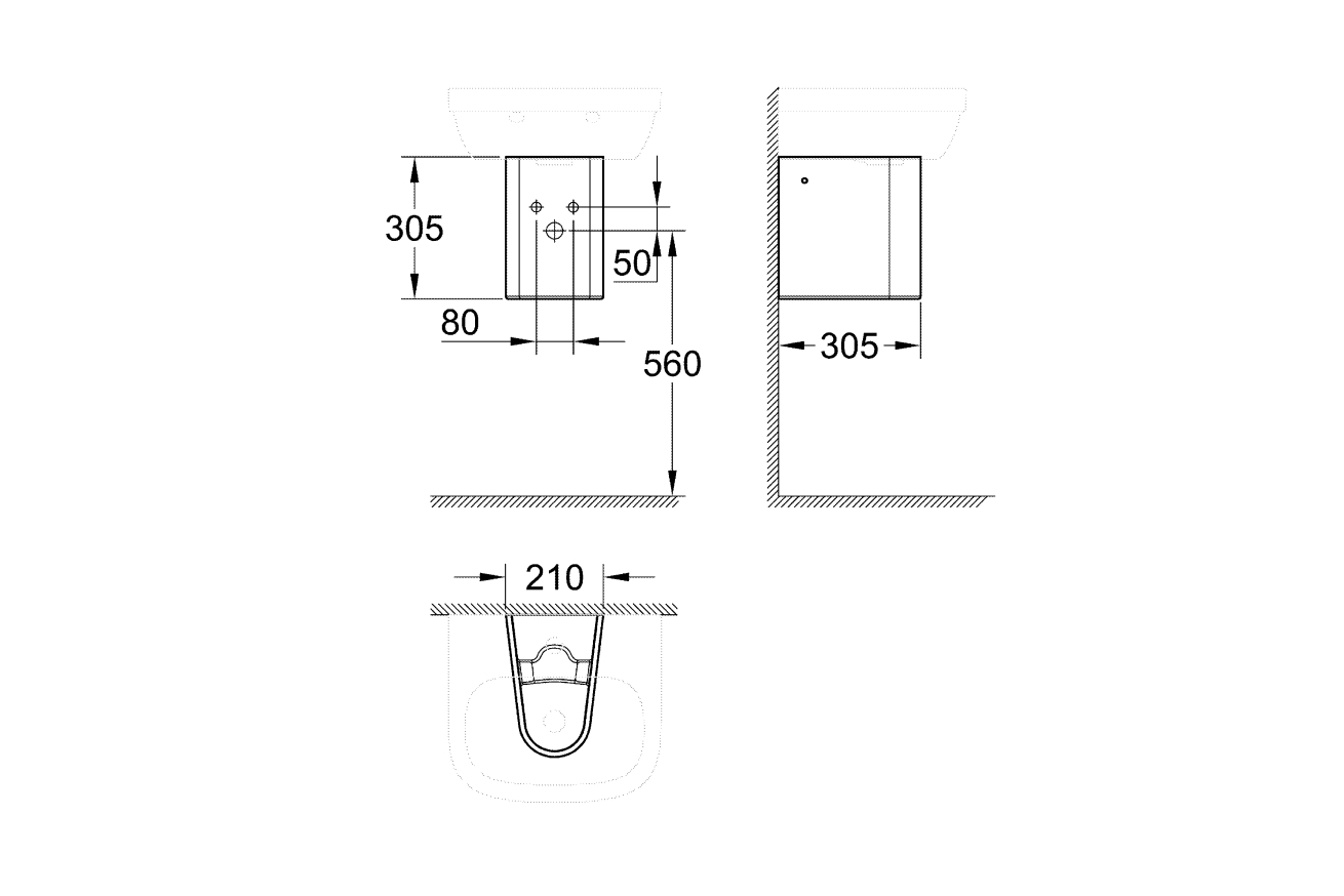 Полупьедестал для раковины GROHE Euro Ceramic, 50 см, белый (39325000)
