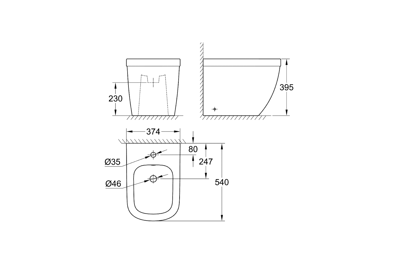 Биде напольное, GROHE Euro Ceramic, альпин-белый, (3934000H)