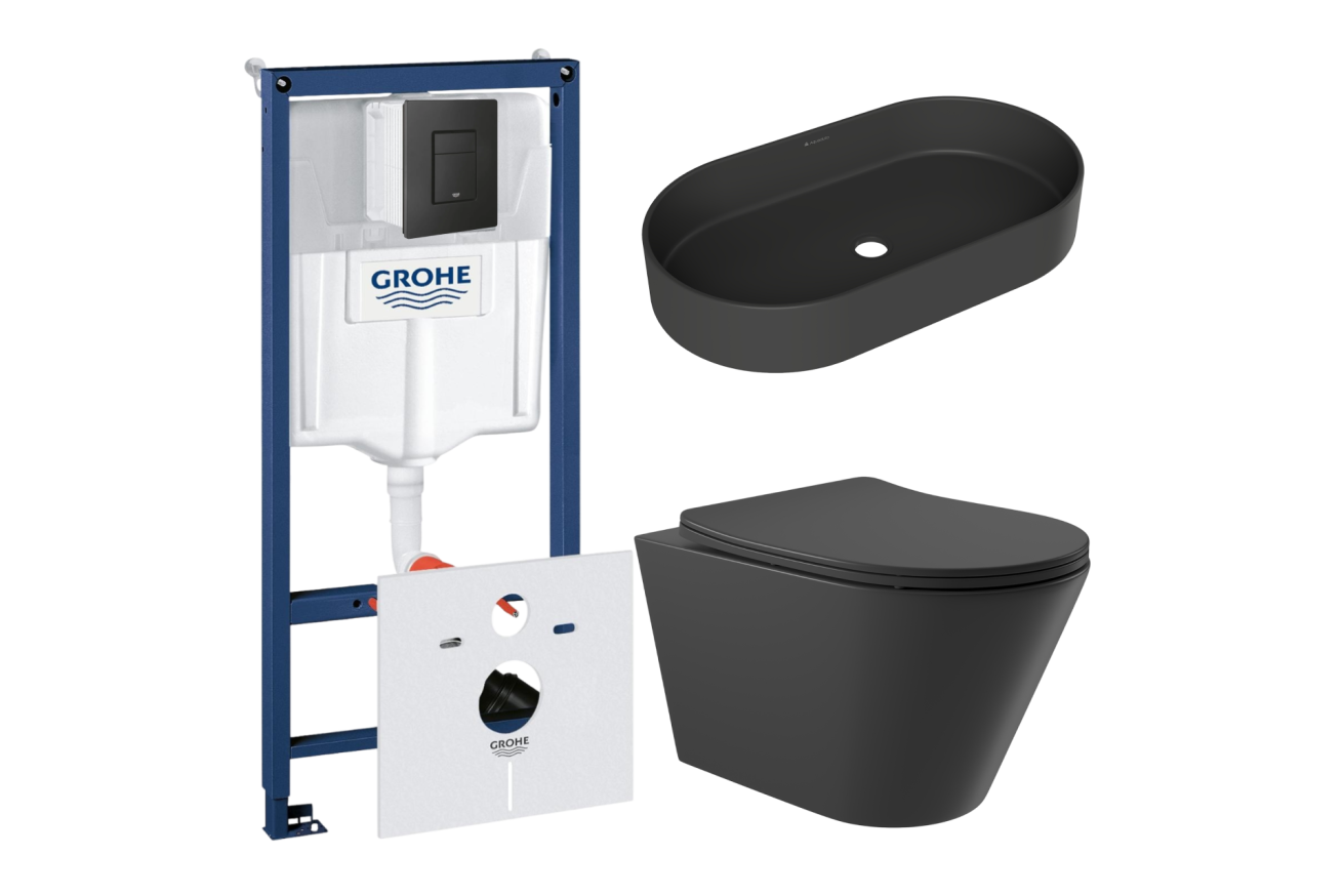 Комплект инсталляции GROHE Solido 38811KF0 с унитазом Aqueduto CONE CON0140 и раковиной Aqueduto ESPIRAL ESP0240 (NW0471)