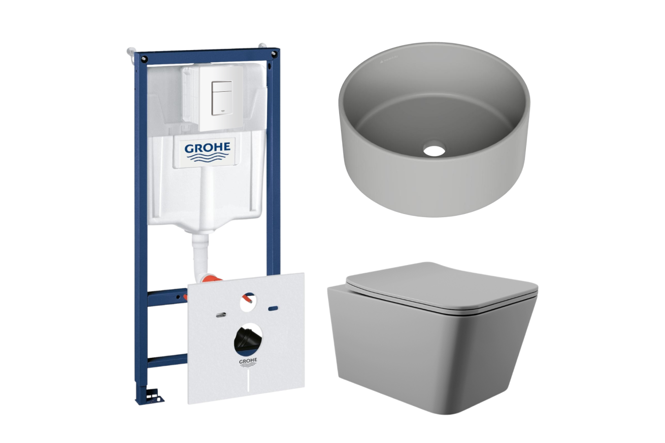 Комплект инсталляции GROHE Rapid SL 38772SH0 с унитазом Aqueduto MACIO MAC0130 и раковиной Aqueduto ESPIRAL D400 ESP0130 (NW0404)