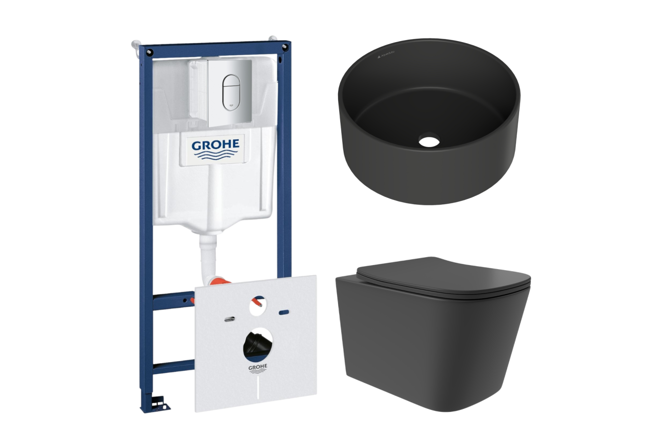 Комплект инсталляции GROHE Rapid SL NW0145/S с унитазом Aqueduto MACIO Plus MACT0240 и раковиной Aqueduto ESPIRAL D400 ESP0140 (NW0437)