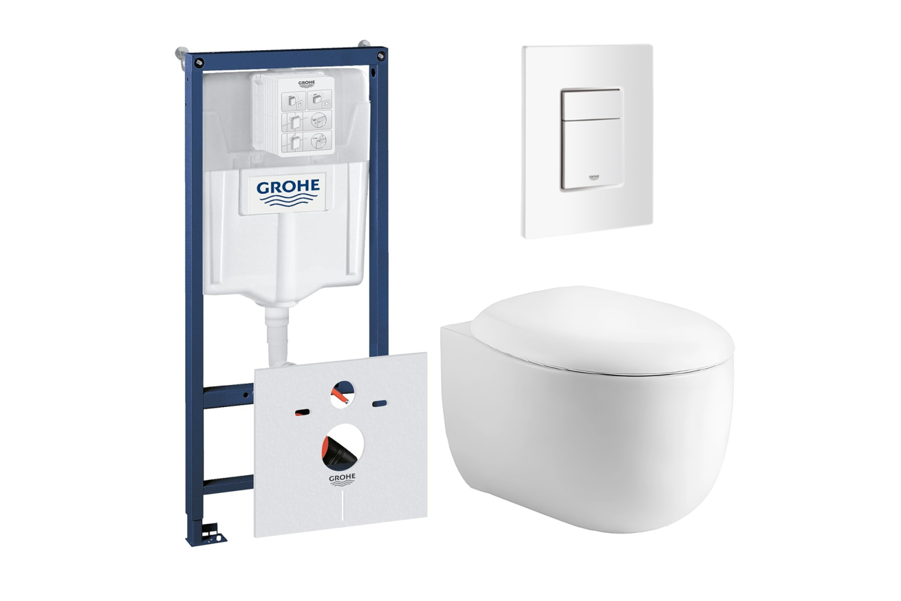 Комплект инсталляции GROHE 38772SH0 с унитазом Aquatek АЛЬТАИР и сиденьем с микролифтом (NW0159)