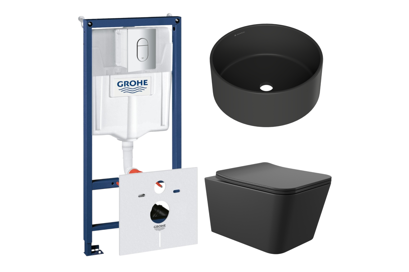 Комплект инсталляции GROHE Rapid SL NW0145/S с унитазом Aqueduto MACIO MAC0140 и раковиной Aqueduto ESPIRAL D400 ESP0140 (NW0429)