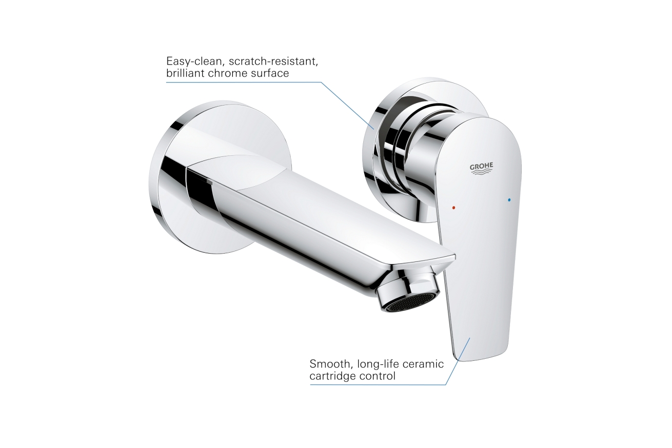 Смеситель для раковины GROHE BauEdge в комплекте с монтажной частью, хром (20474001)
