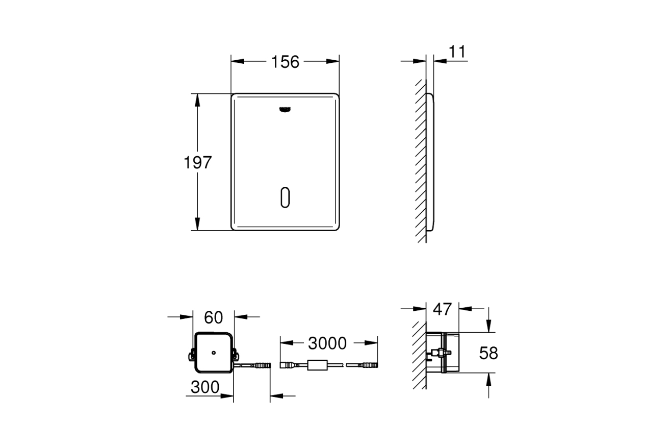 Панель смыва для унитаза GROHE Tectron Skate инфракрасная, 1 режим, суперсталь (38393SD1)