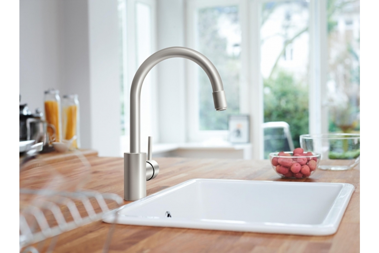 Смеситель для кухни GROHE Concetto с вытяжным изливом, суперсталь (32663DC3)